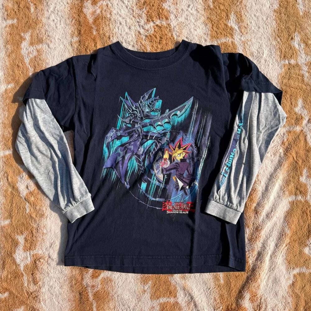 Vintage YuGiOh Shirt M 1996 Faux Layered Long Sleeve Anime Cyber Y2K Skater